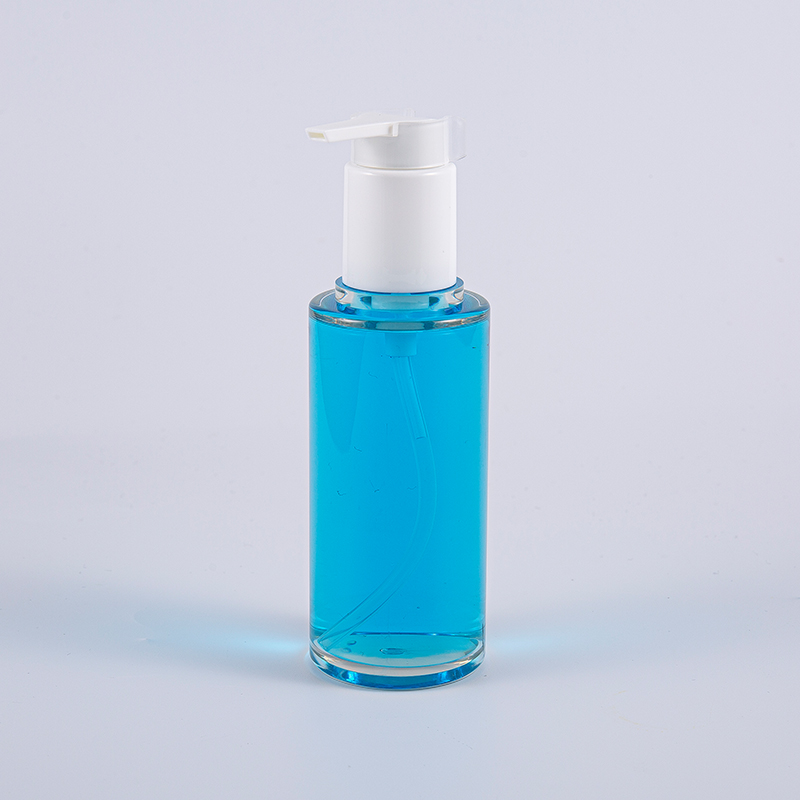 Beyaz Plastik Pompalı Şeffaf PETG 100ml Yuvarlak Şekil Losyon Şişesi Beyaz Plastik Pompalı Şeffaf PETG 100ml Yuvarlak Şekil Losyon Şişesi