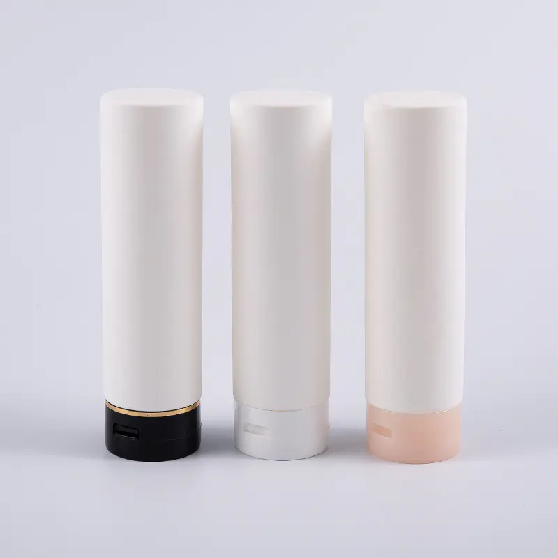 Beyaz Yumuşak Dokunuş Yuvarlak Ters 180ml PE Saç Kremi Temizleme Şişesi, Flip Top Kapaklı