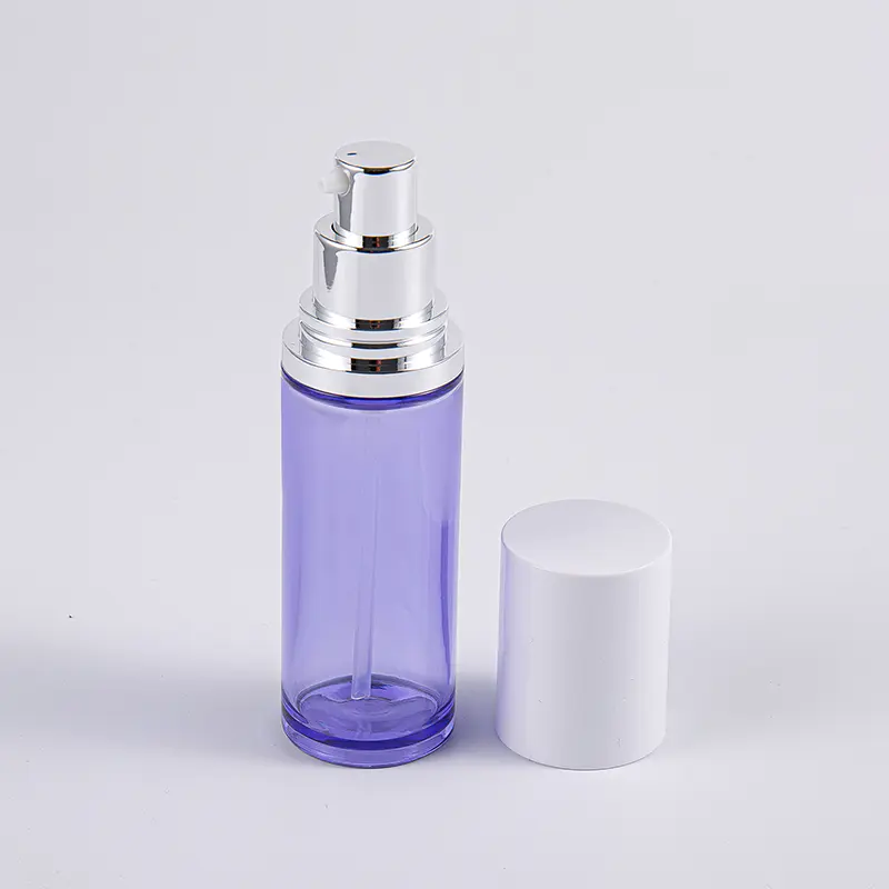 Alüminyum Pompalı Mor Renkli 100ml Yuvarlak Serum Losyon Şişesi
