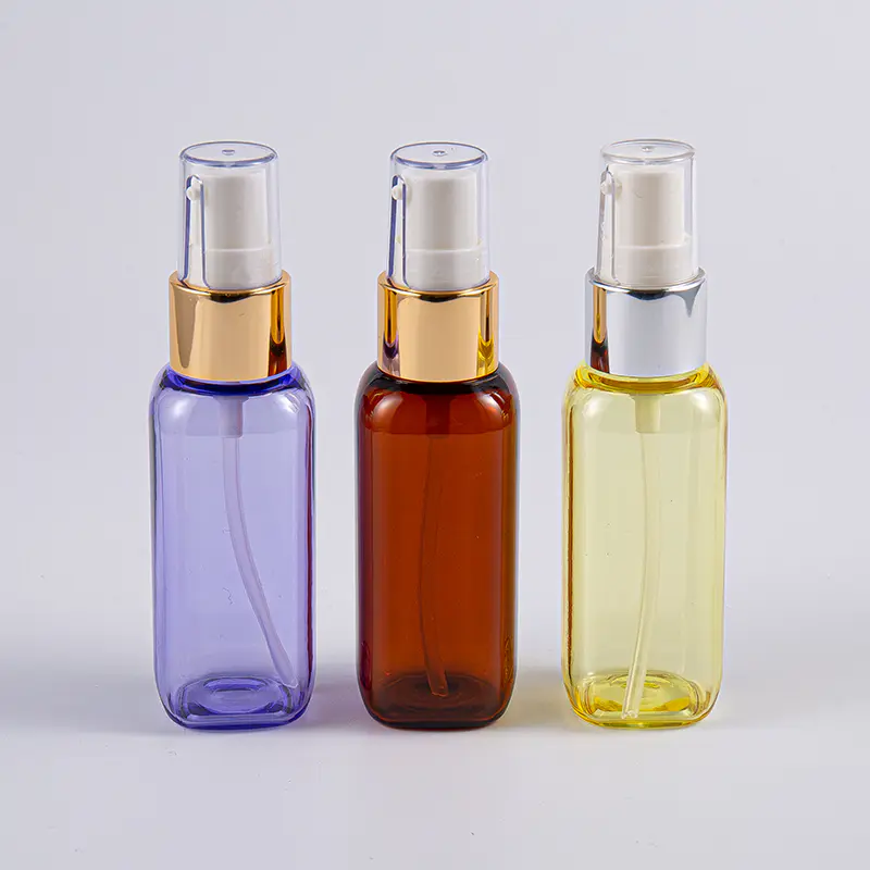 Seyahat Kullanımı 50ml Petg Kare Şekilli Pompalı Şişe