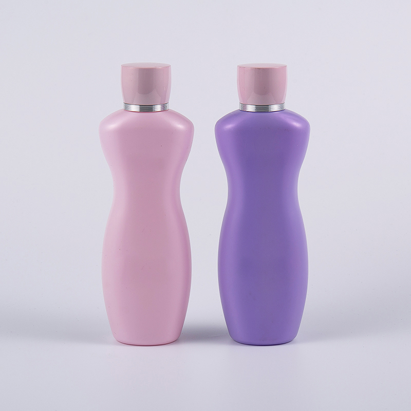 Pembe Mor Renkli Ergonomik Şekil 200ml PE Vücut Losyonu Banyo Yıkama Şişesi